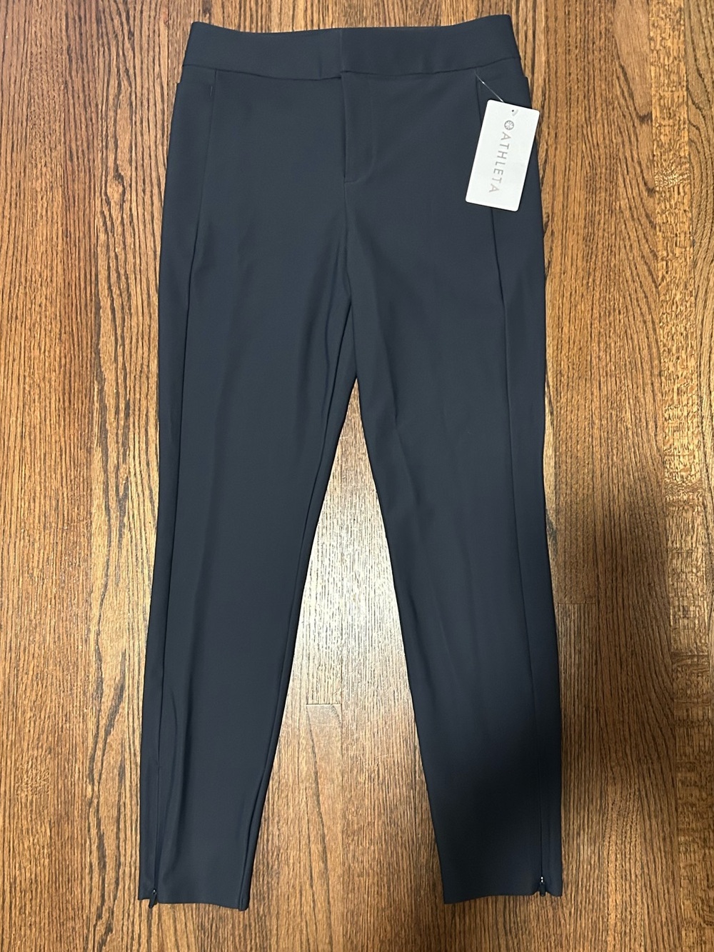 NWT Athleta Stellar Tight Charcoal Gray Ponte Pants Ankle Zip Size 4